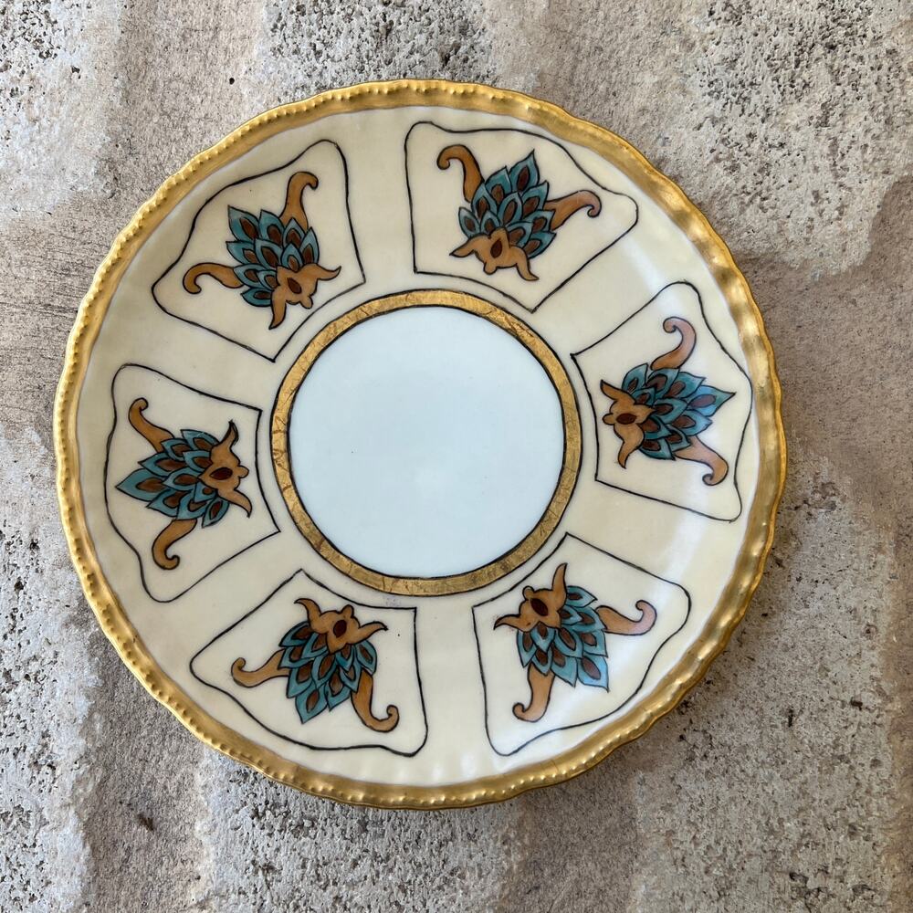 Limoges antique plate gold Theodore Haviland art deco painted France